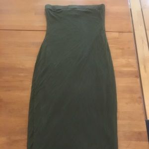 Bandeau olive green dress
